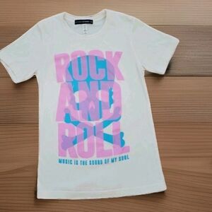 Women's Lulusimonstudio "Rock & Roll" Tee  pink and blue graphic with a skull XS